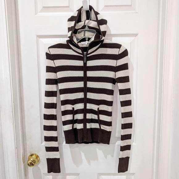 waffle knit zip hoodie